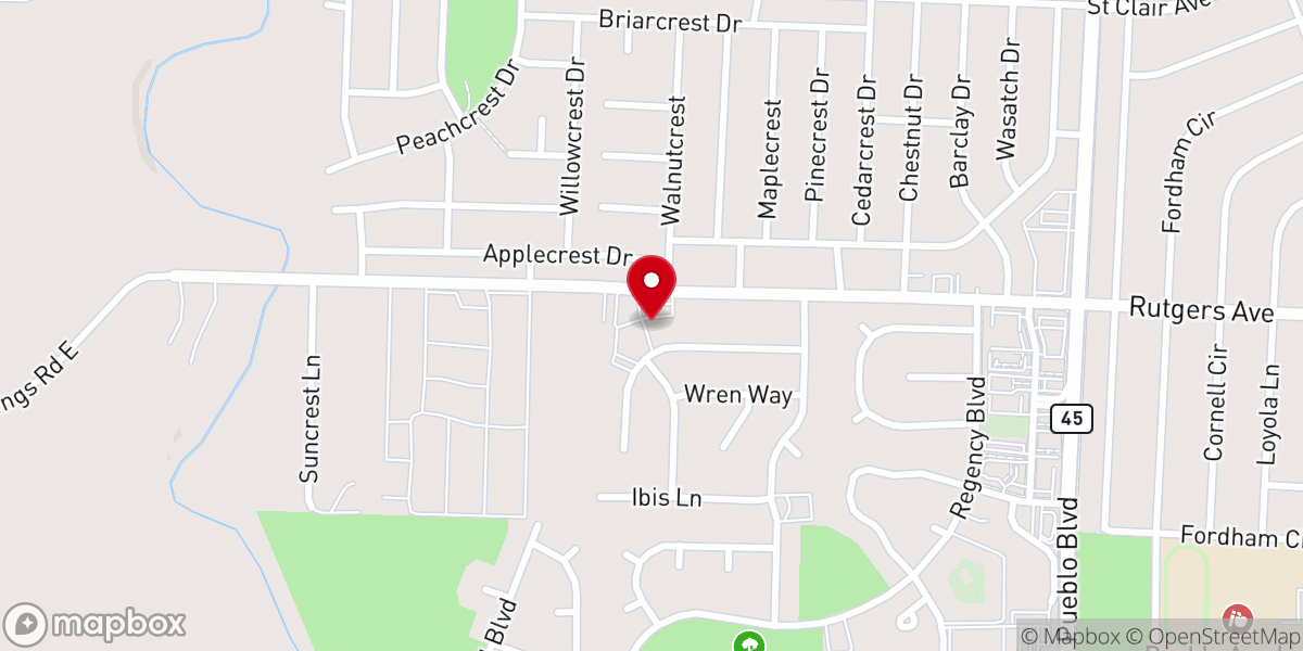 Map showing location of Our Lady of the Meadows Catholic Church