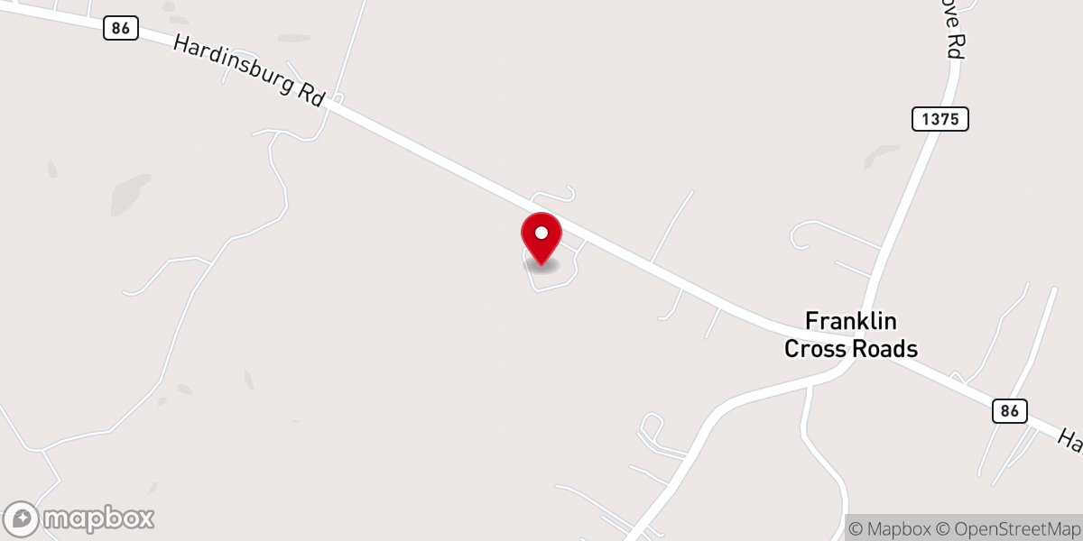 Map showing location of Franklin Crossroads Baptist Church