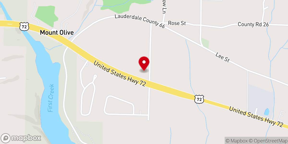 Map showing location of West Rogersville Church