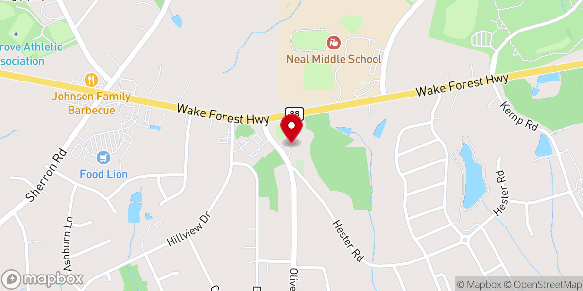 Map showing location of Olive Branch Baptist Church