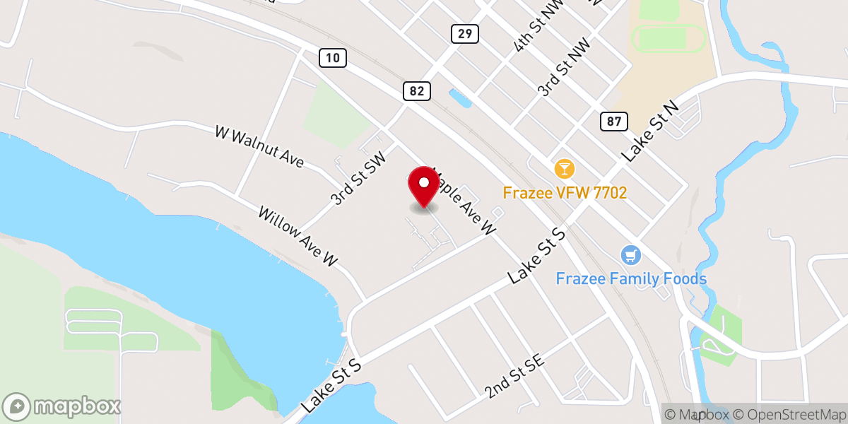 Map showing location of Frazee Care Center