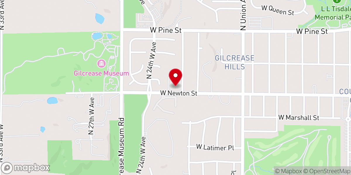 Map showing location of Gilcrease Hills Baptist Church
