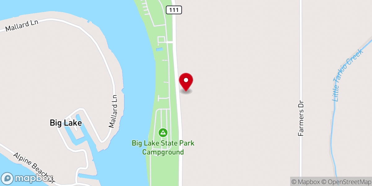 Map showing location of Big Lake Baptist Church