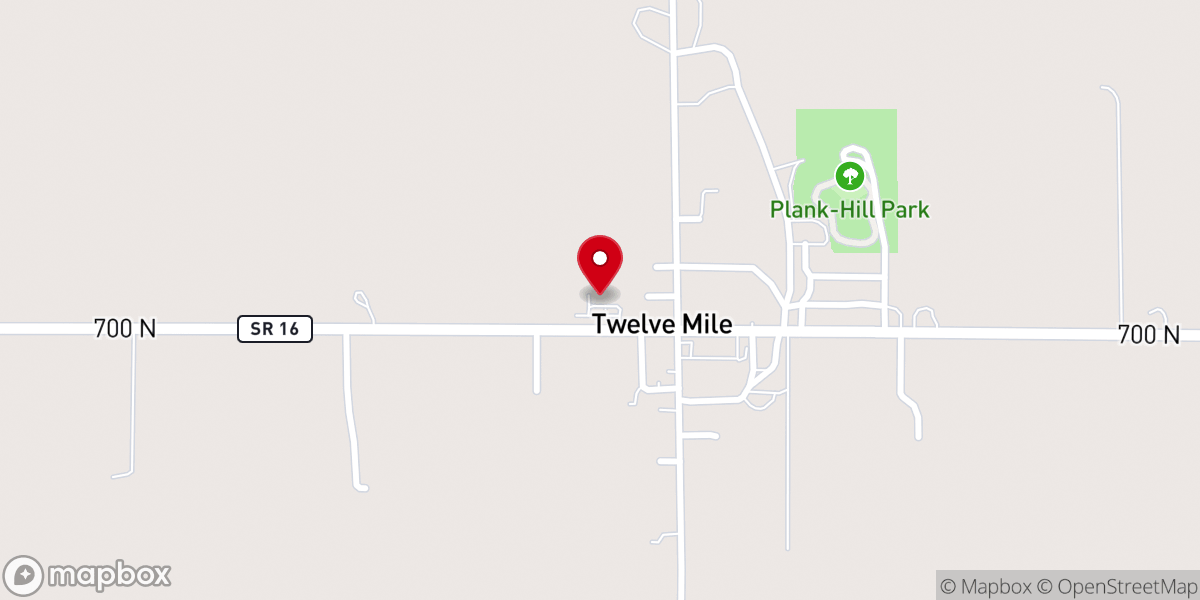Map showing location of Twelve Mile Community Building