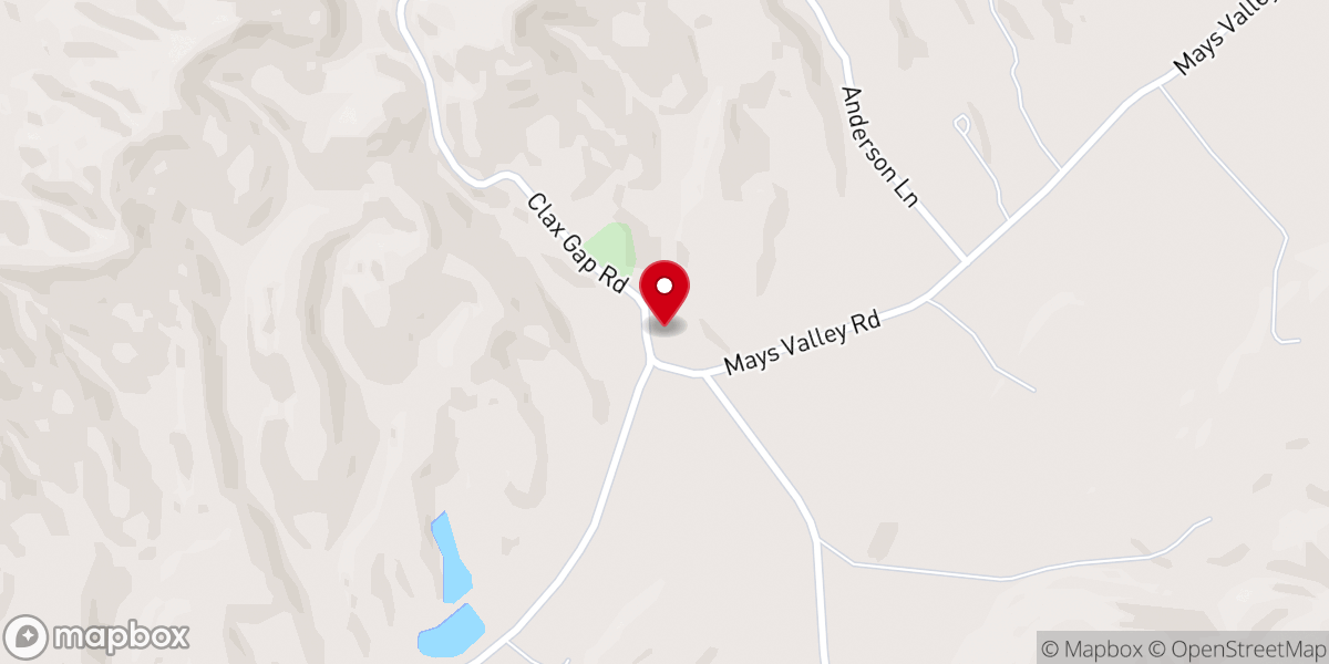 Map showing location of Clax Gap Baptist Church