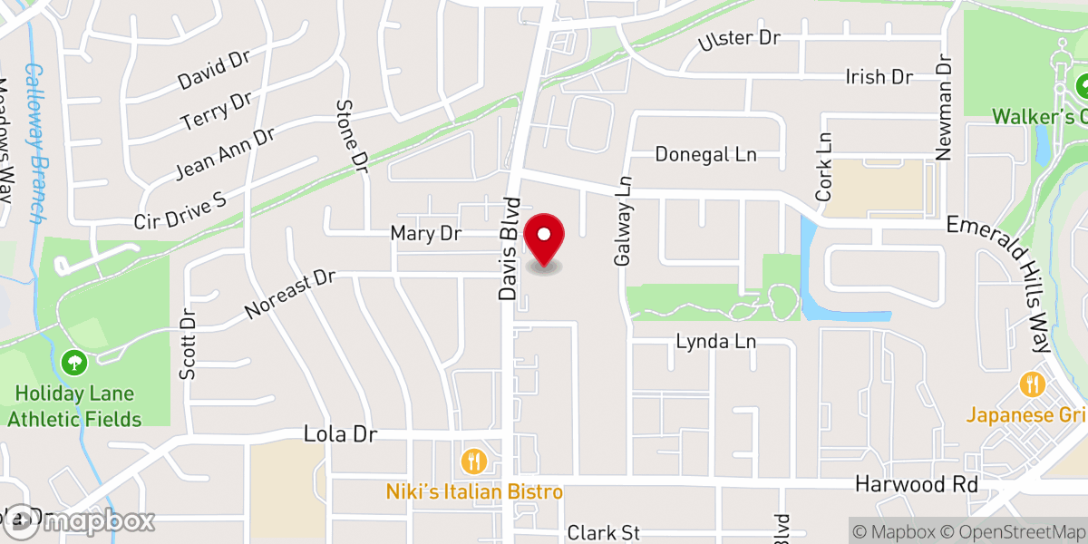 Map showing location of Davis Boulevard Baptist Church