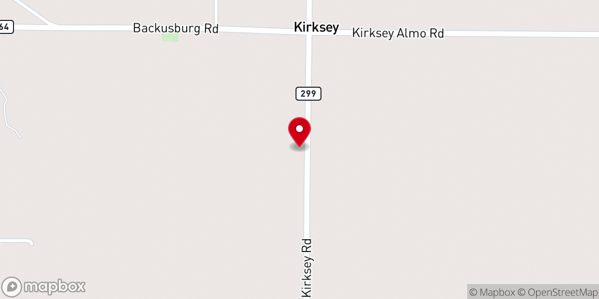 Map showing location of Kirksey United Methodist Church