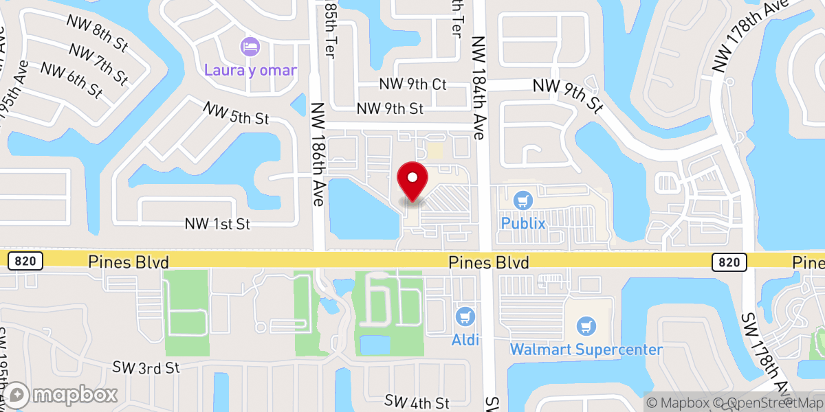 Map showing location of Chapel Trail Dentists Pembroke Pines