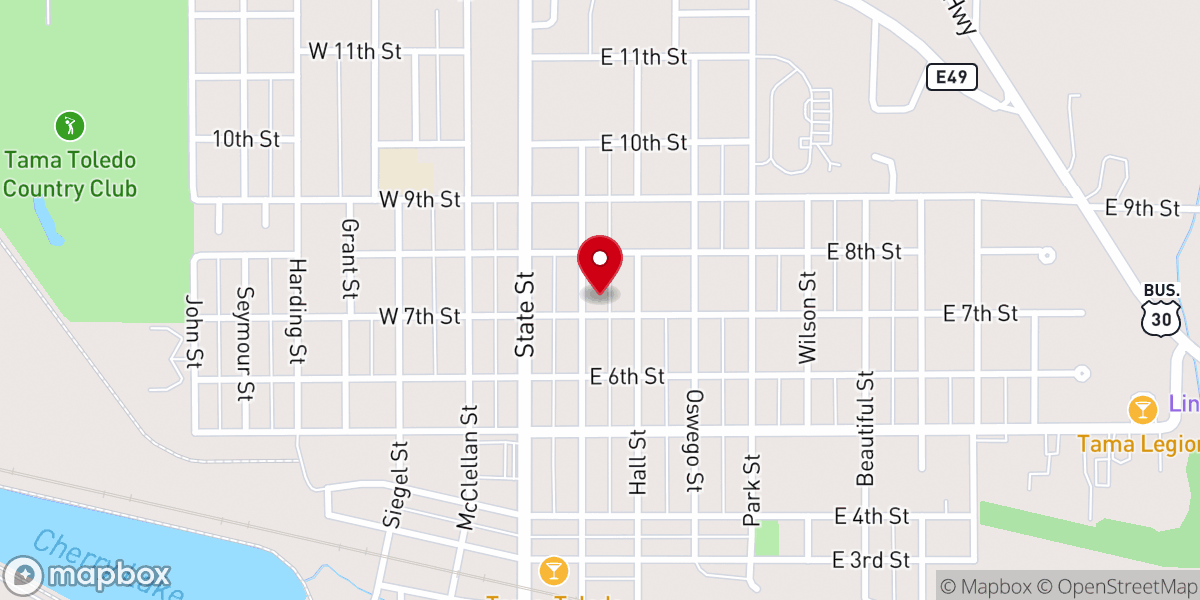 Map showing location of St. Paul Lutheran Church
