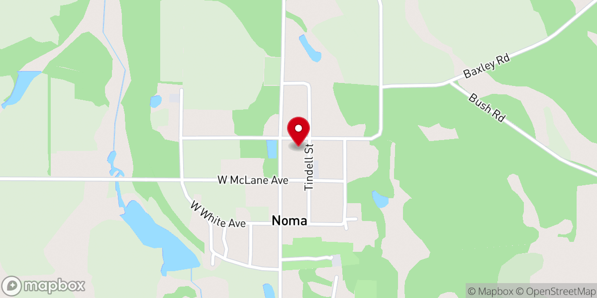Map showing location of Noma Assemblies of God