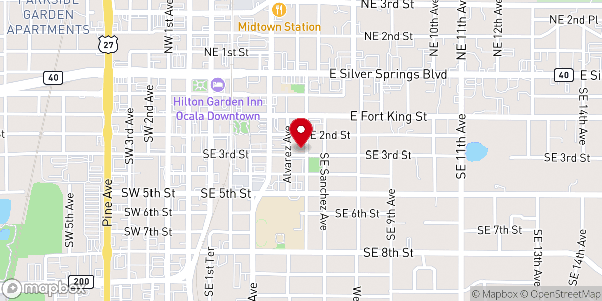Map showing location of First Presbyterian Church