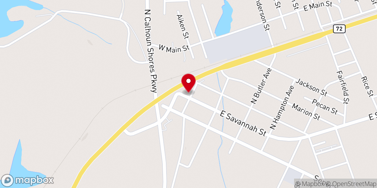 Map showing location of Calhoun Falls Chamber of Commerce