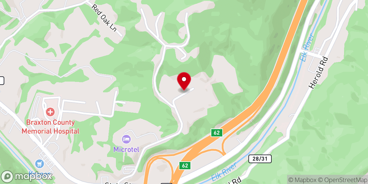 Map showing location of Mountaineer Food Bank
