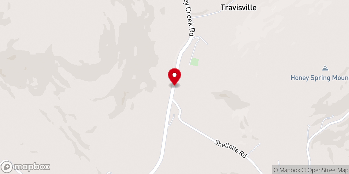 Map showing location of Travisville Church