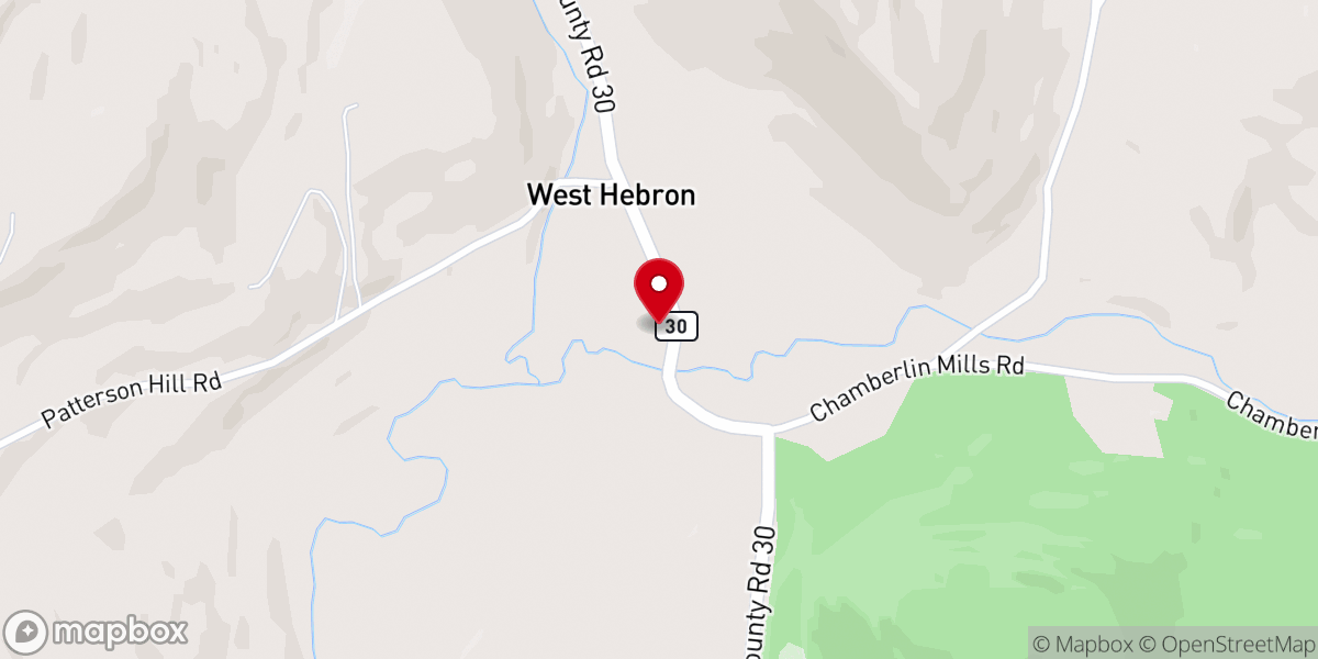 Map showing location of West Hebron Presbyterian Church