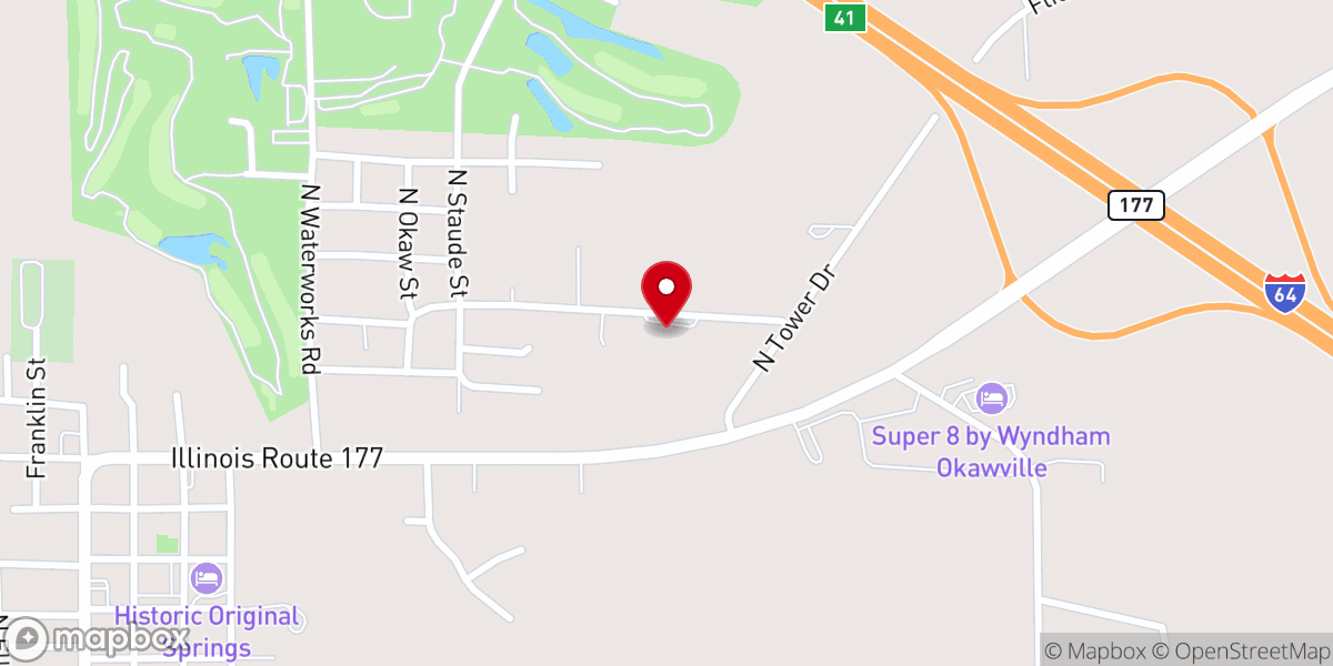 Map showing location of Okawville Foursquare Church