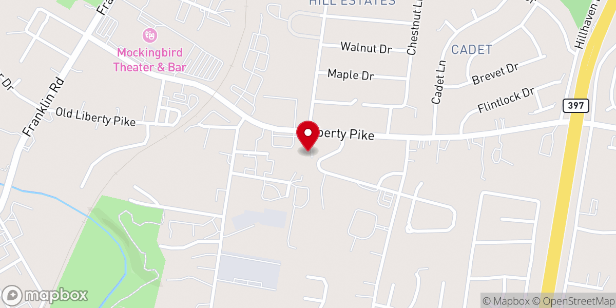 Map showing location of Big Harpeth Primitive Baptist Church
