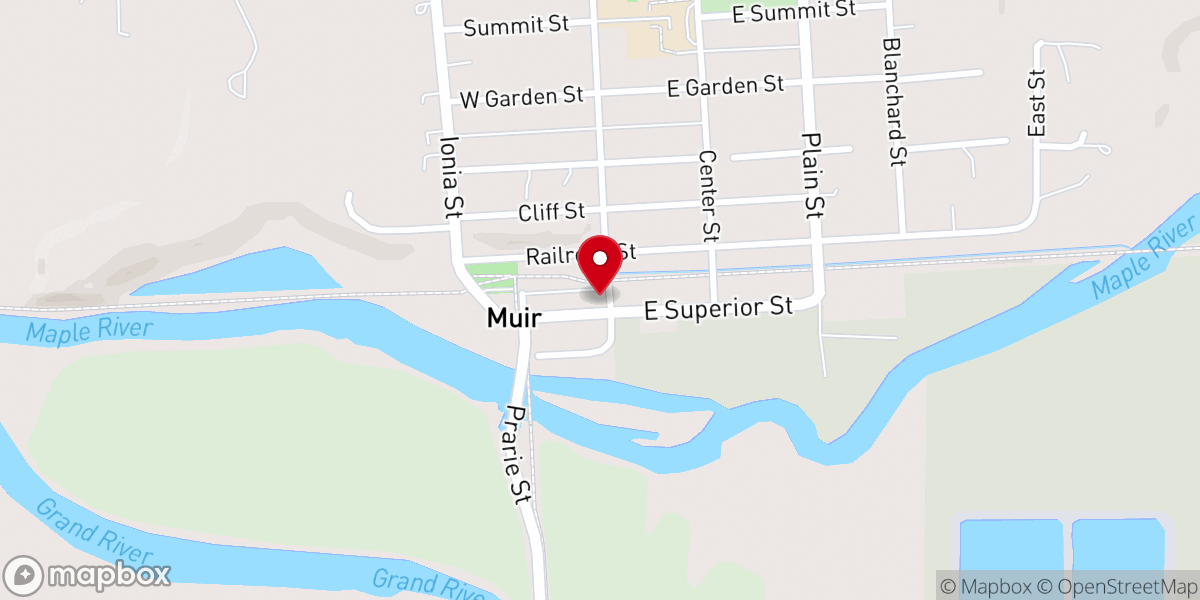 Map showing location of Village of Muir Office