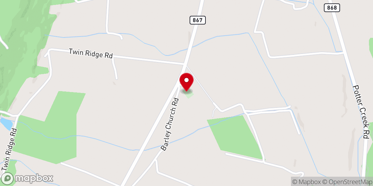 Map showing location of Barley Church