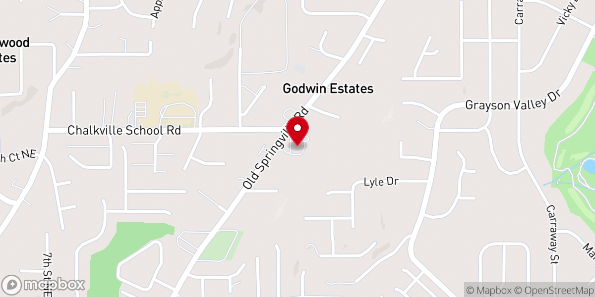 Map showing location of Springville Road Comm Church