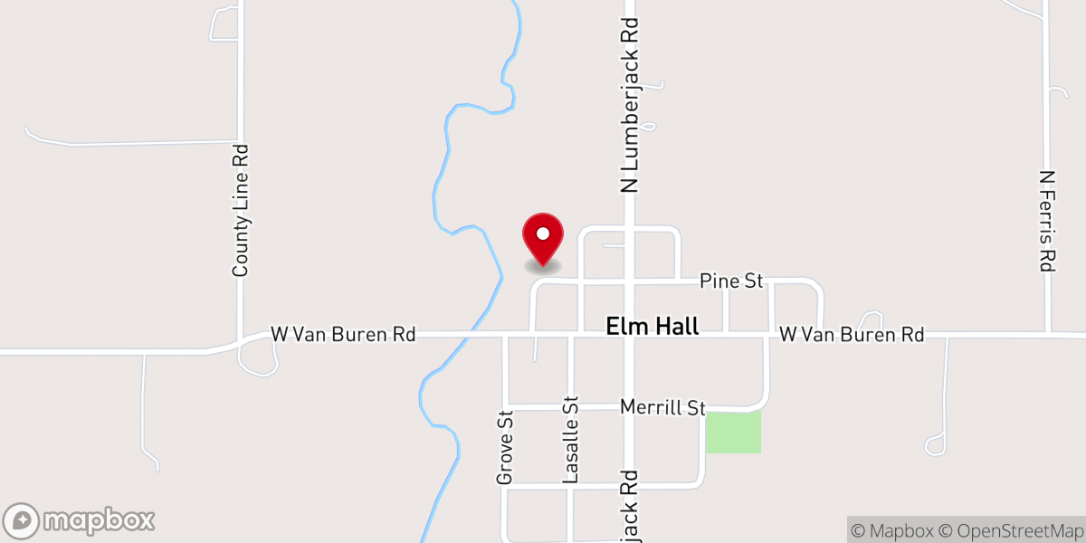 Map showing location of Historic Elm Hall Free Methodist Church
