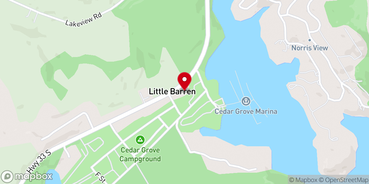 Map showing location of Little Barren Church