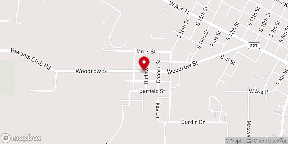 Map showing location of Woodrow Baptist Church