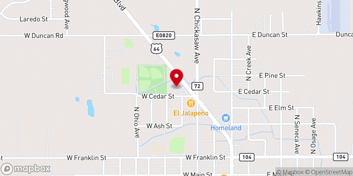 Map showing location of First Assembly of God Church