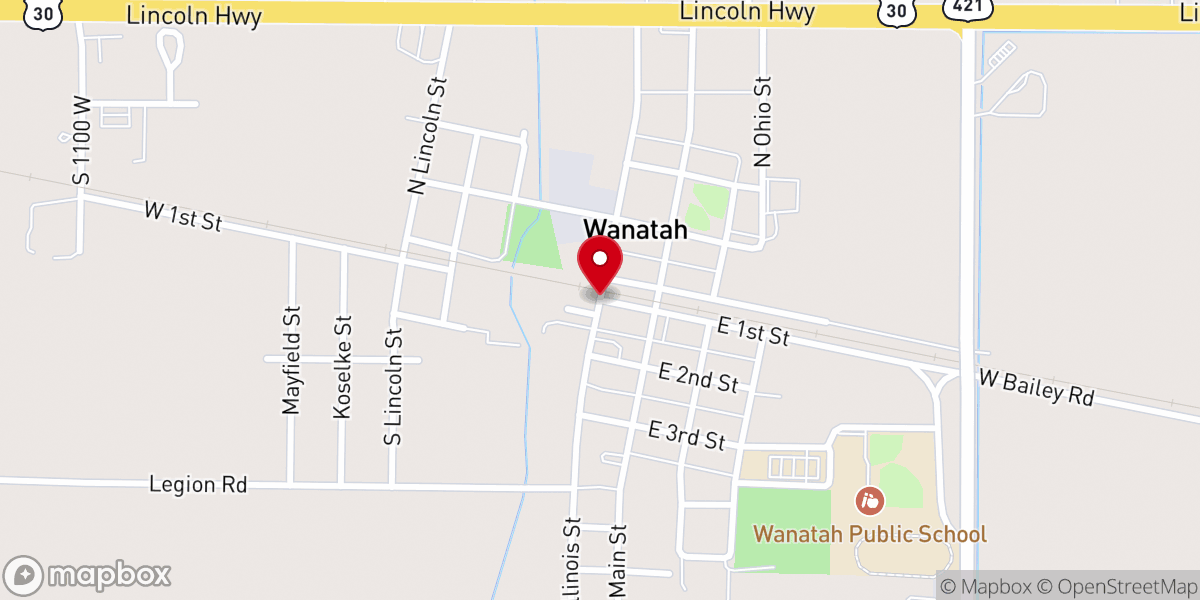 Map showing location of Wanatah