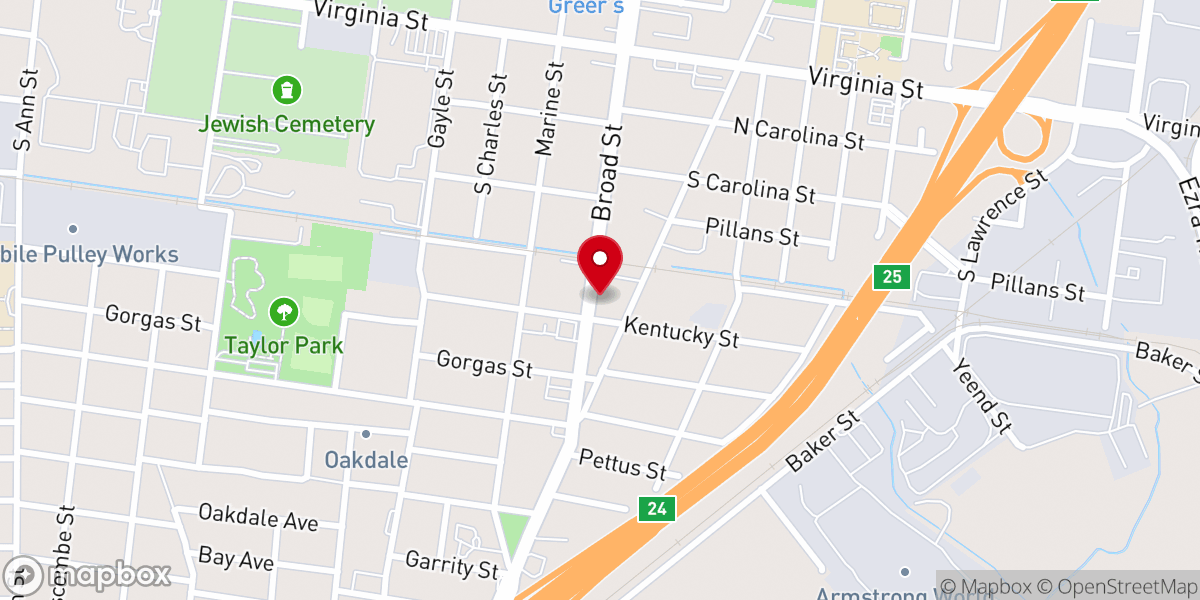 Map showing location of Oakdale Methodist Church