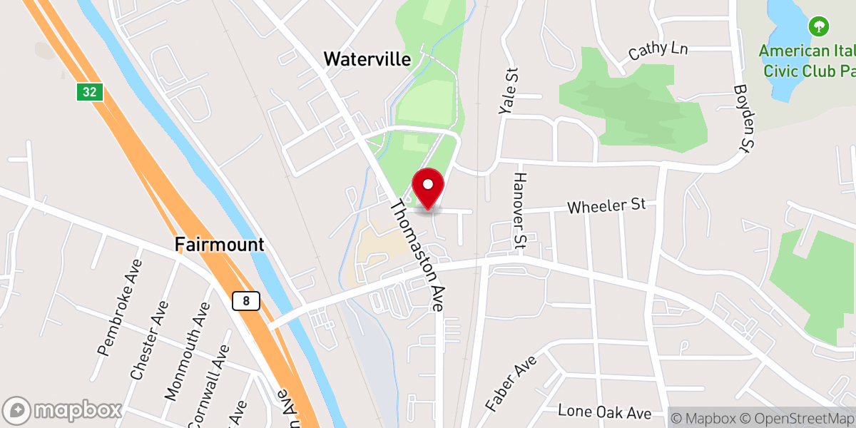 Map showing location of Waterbury Seventh-day Adventist Church