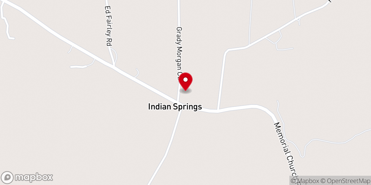 Map showing location of Indian Springs Baptist Church