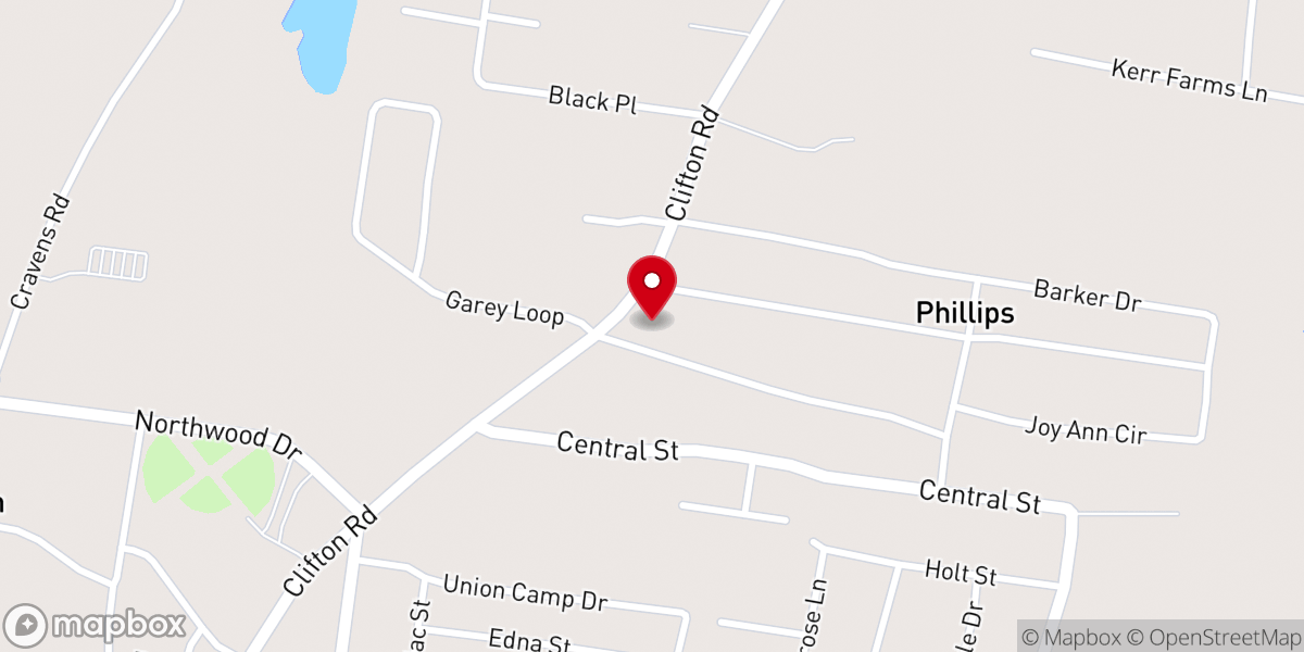 Map showing location of Northside Baptist Church