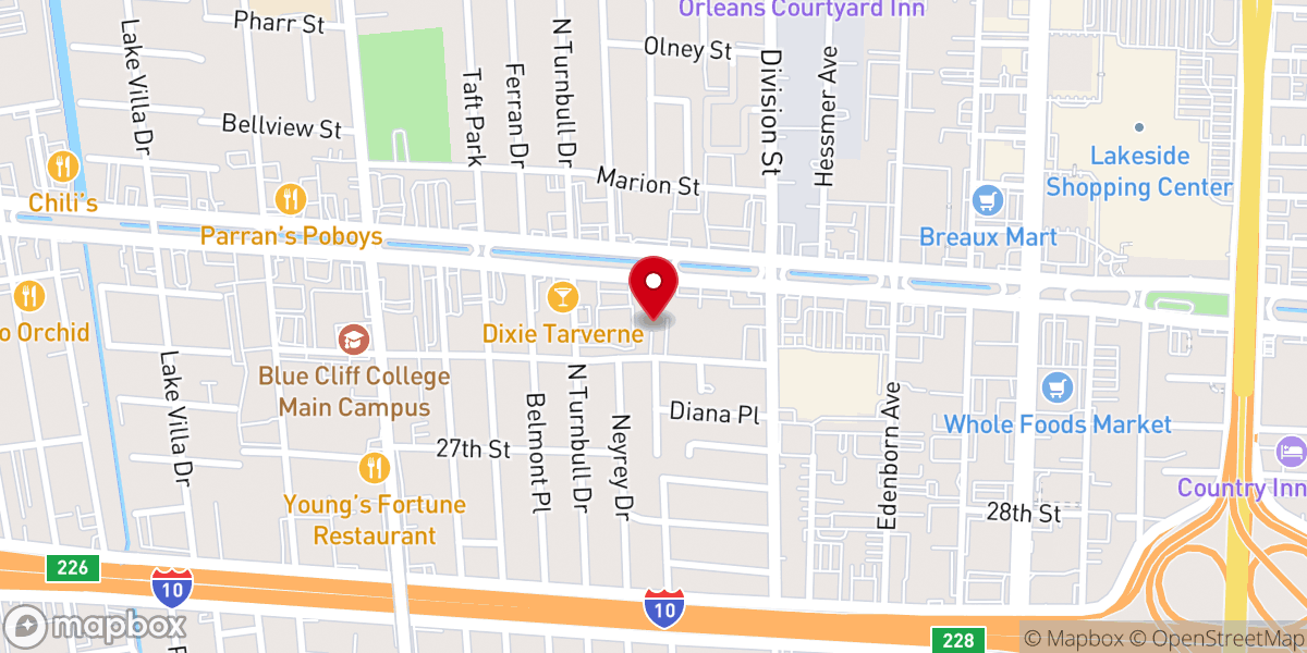 Map showing location of Metairie United Methodist Church