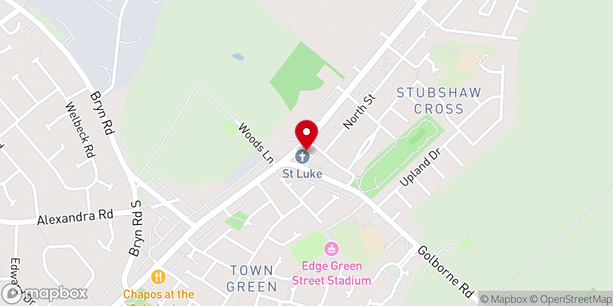 Map showing location of Stubshaw Cross Independent Methodist Church