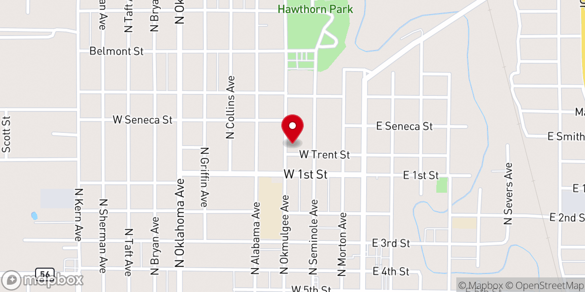 Map showing location of First Church of the Nazarene