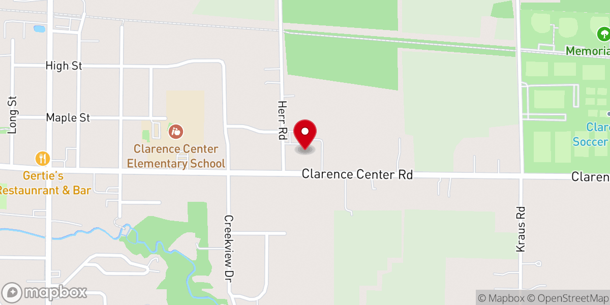 Map showing location of Clarence Center United Methodist Church