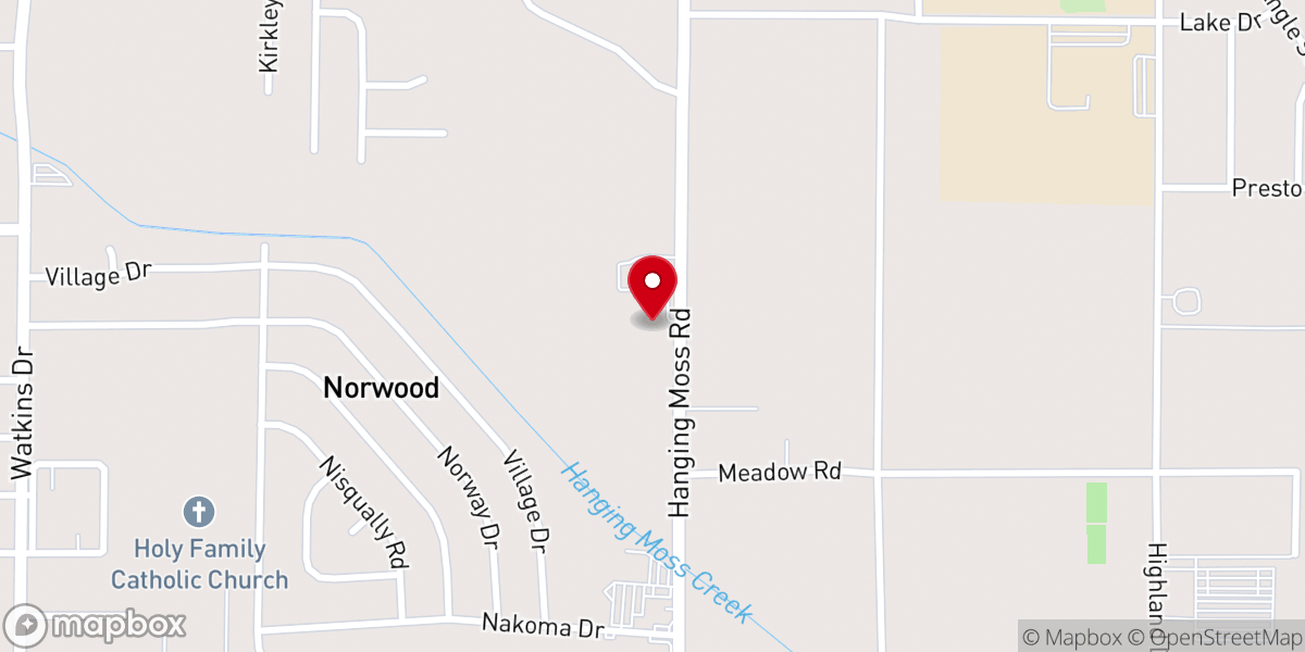 Map showing location of Hanging Moss Road Church of Christ