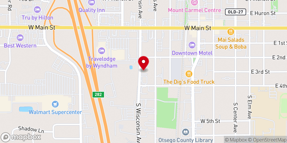 Map showing location of Calvary Baptist Church