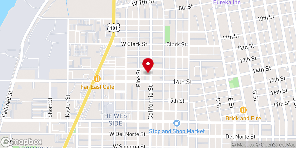 Map showing location of Calvary Chapel Eureka