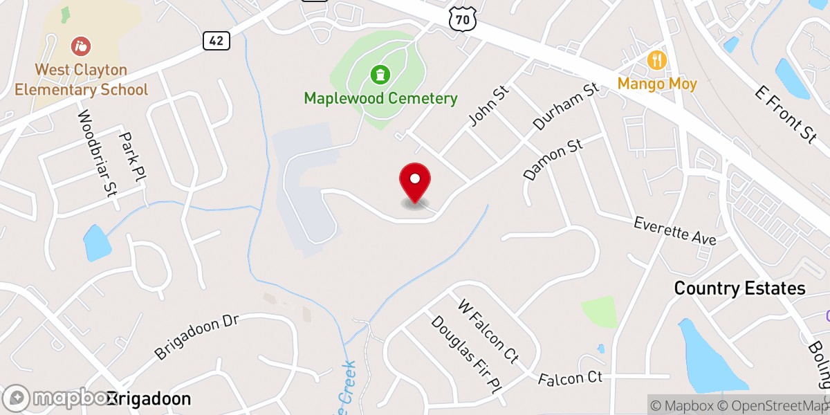 Map showing location of Clayton Area Ministries