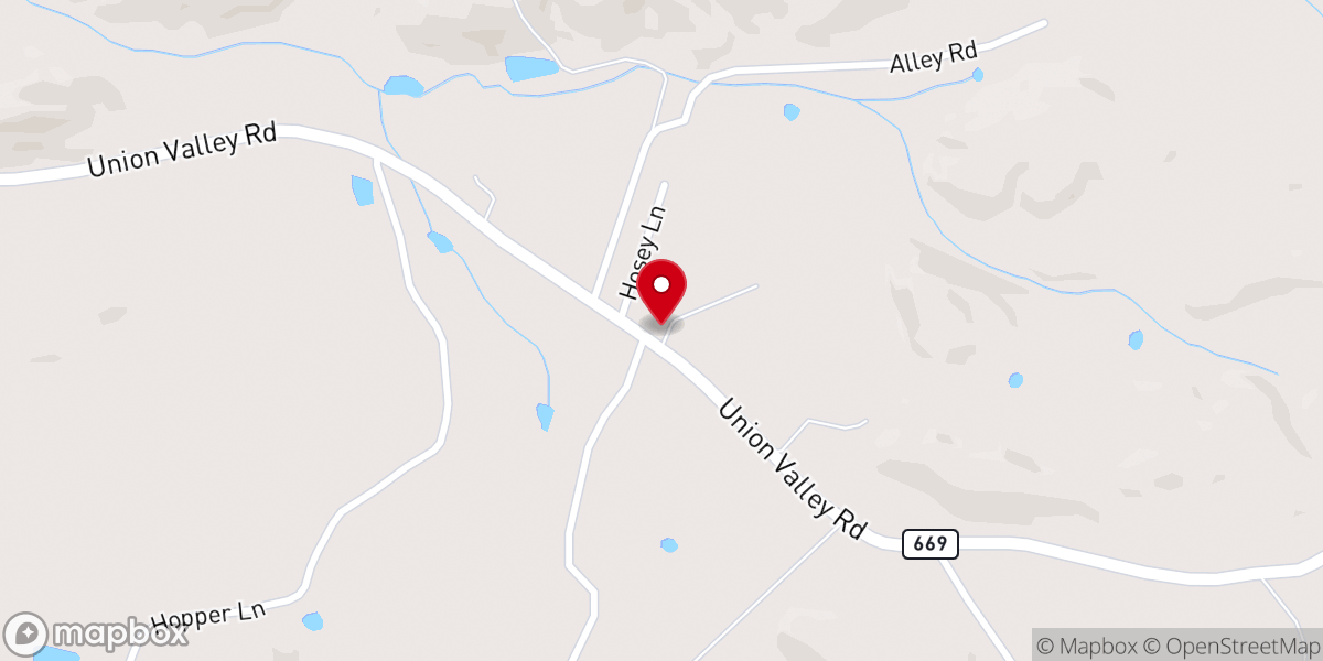 Map showing location of Union Valley Church