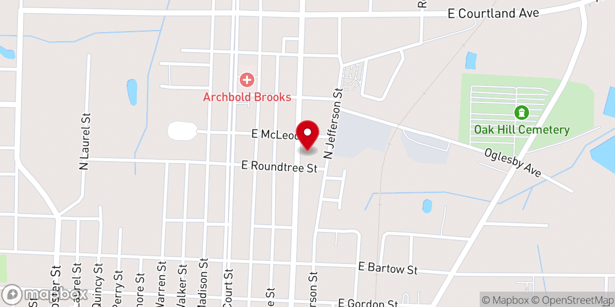 Map showing location of Mount Hope Baptist Church