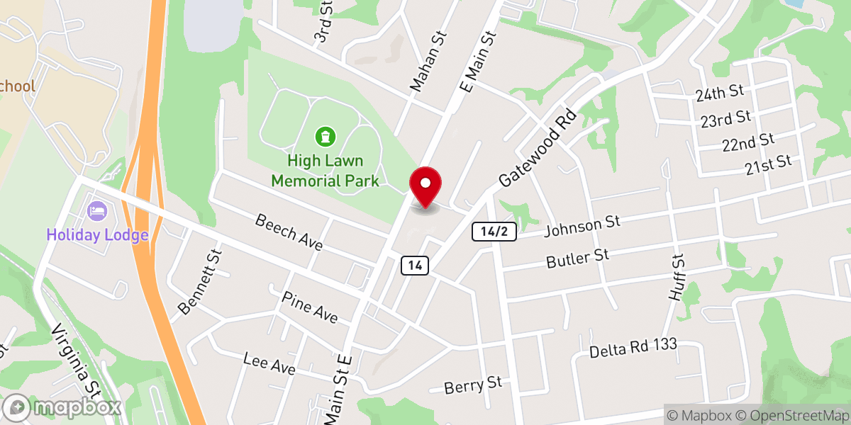 Map showing location of Calvary Baptist Church
