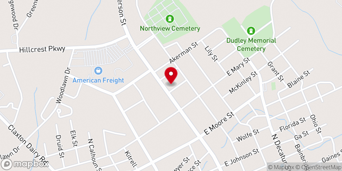 Map showing location of Rhema Truth Tabernacle of Worship nondenominational