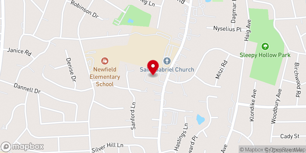 Map showing location of St. John's Lutheran Church