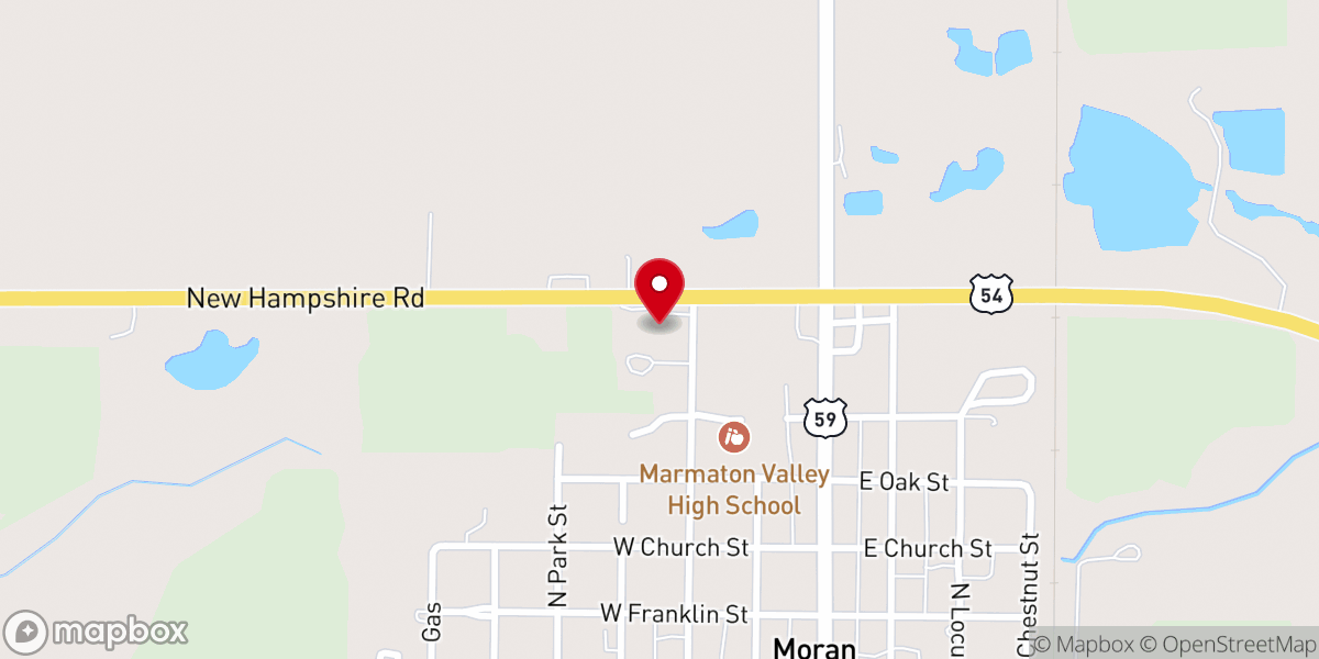 Map showing location of Midpoint Baptist Church