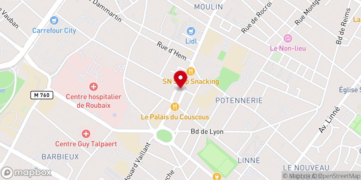 Map showing location of Église catholique Saint-Jean-Baptiste à Roubaix