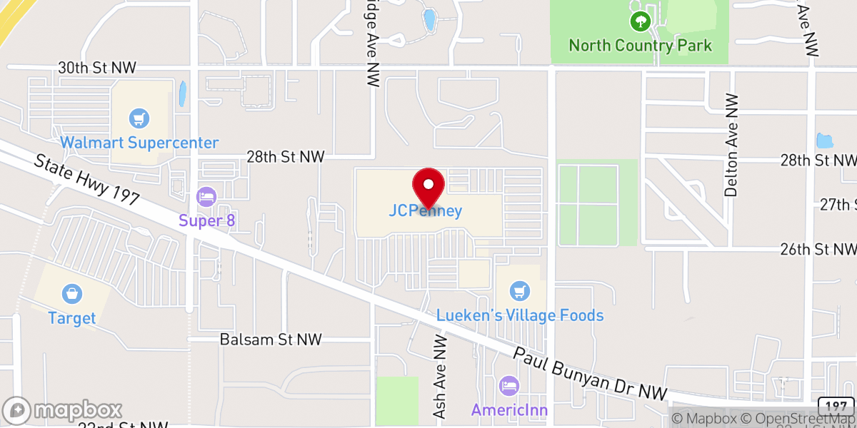 Map showing location of Paul Bunyan Mall