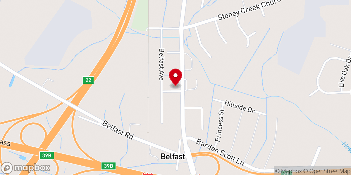 Map showing location of Belfast Pentecostal Holiness Church